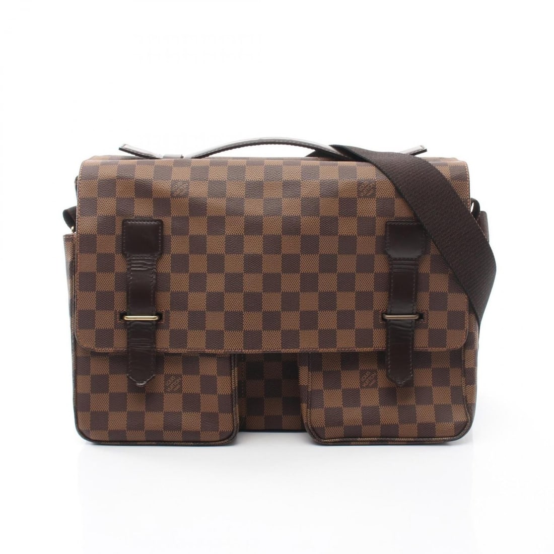 Louis Vuitton Broadway Shoulder Bag/Handbag, Coated Canvas and Leather, Damier Pattern,: --- Catalog ---Category: SizeSize (HxWxD): 24cm x 35cm x 9cm / 9.44'' x 13.77'' x 3.54''Category: DesignType: Handbag, Shoulder bagColor: Brown, EbeneGender: Men,WomenMaterial: Coated canvas , Leather