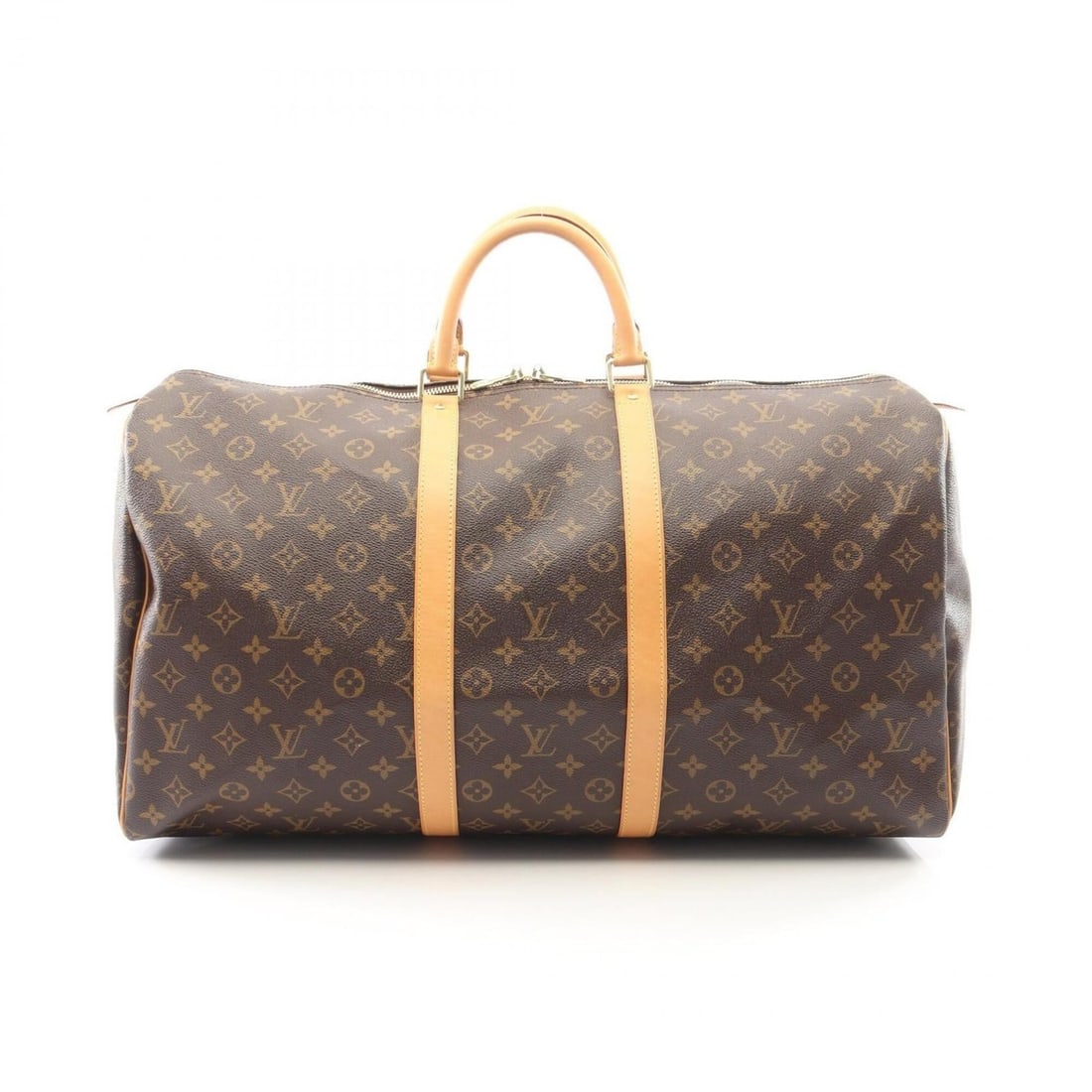 Louis Vuitton Keepall 55 Boston Bag Handbag, Coated Canvas and Leather, Monogram Pattern, Men's: --- Catalog ---Category: SizeSize (HxWxD): 30cm x 56cm x 25cm / 11.81'' x 22.04'' x 9.84''Category: DesignType: Boston bag, HandbagColor: Brown, MonogramGender: Men,WomenMaterial: Coated canvas Catego