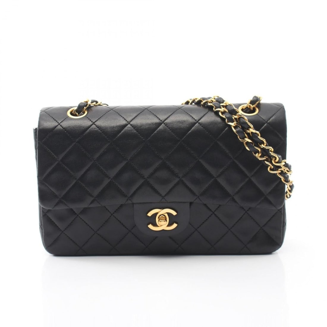 Chanel Matelassé Double Flap Shoulder Bag/Handbag, Lambskin Leather, Women's, Black: --- Catalog ---Category: SizeSize (HxWxD): 16cm x 25cm x 6.5cm / 6.29'' x 9.84'' x 2.55''Category: DesignType: Handbag, Shoulder bagColor: BlackGender: WomenMaterial: Leather Hardware Color: GoldLeath