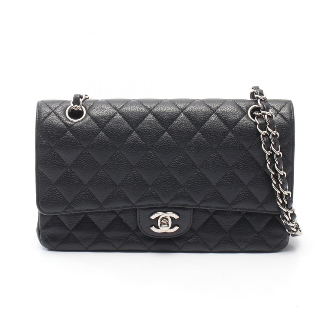 Chanel Matelassé Double Flap Shoulder Bag/Handbag, Caviar Leather (Grained Calfskin), Women's,: --- Catalog ---Category: SizeSize (HxWxD): 16cm x 25cm x 6.5cm / 6.29'' x 9.84'' x 2.55''Category: DesignType: Handbag, Shoulder bagColor: BlackGender: WomenMaterial: Grained Calfskin Hardware Color: 