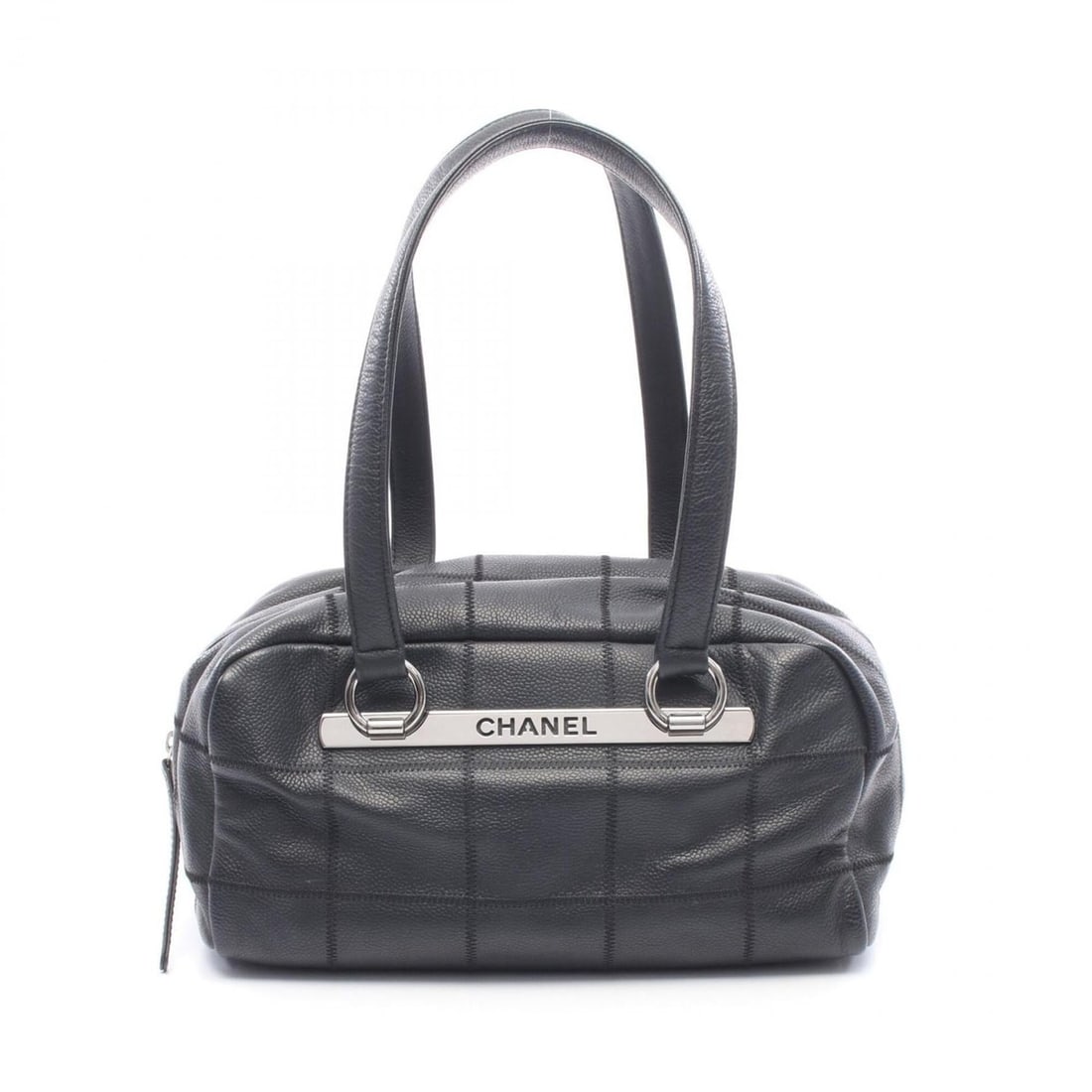 Chanel Chocolate Bar Boston Bag Handbag, Caviar Leather (Grained Calfskin), Women's, Black: --- Catalog ---Category: SizeSize (HxWxD): 16cm x 30cm x 12cm / 6.29'' x 11.81'' x 4.72''Category: DesignType: Boston bag, HandbagColor: BlackGender: WomenMaterial: Grained Calfskin Hardware Color: Si