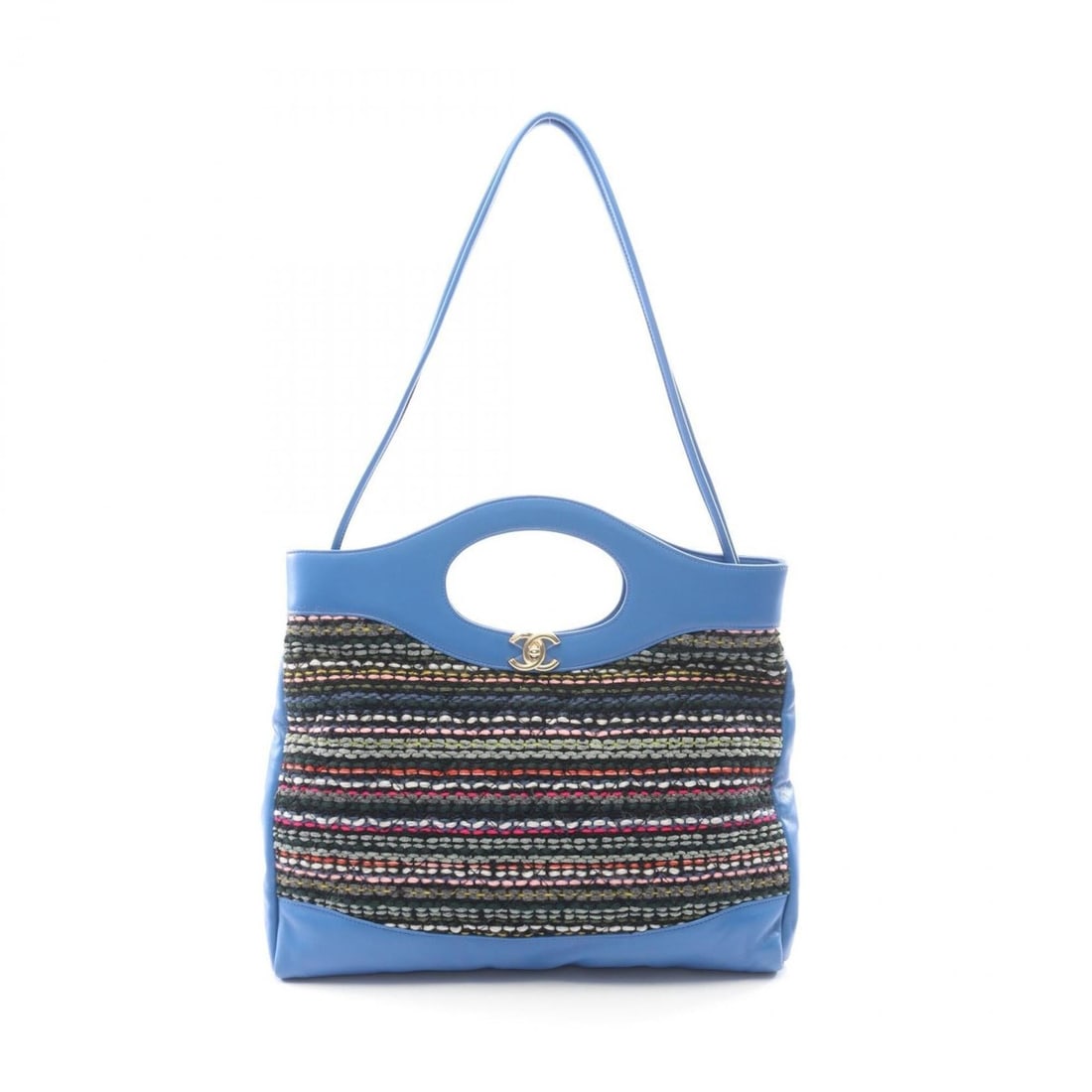 Chanel 31 Matelassé 2-Way Shoulder Bag/Handbag, Lambskin Leather, Fabric, Women's, Blue/Multicolor: --- Catalog ---Category: SizeSize (HxWxD): 27cm x 39cm x 8cm / 10.62'' x 15.35'' x 3.14''Category: DesignType: Handbag, Shoulder bagColor: Blue, Multi-colorGender: WomenMaterial: Leather , Fabric Hard