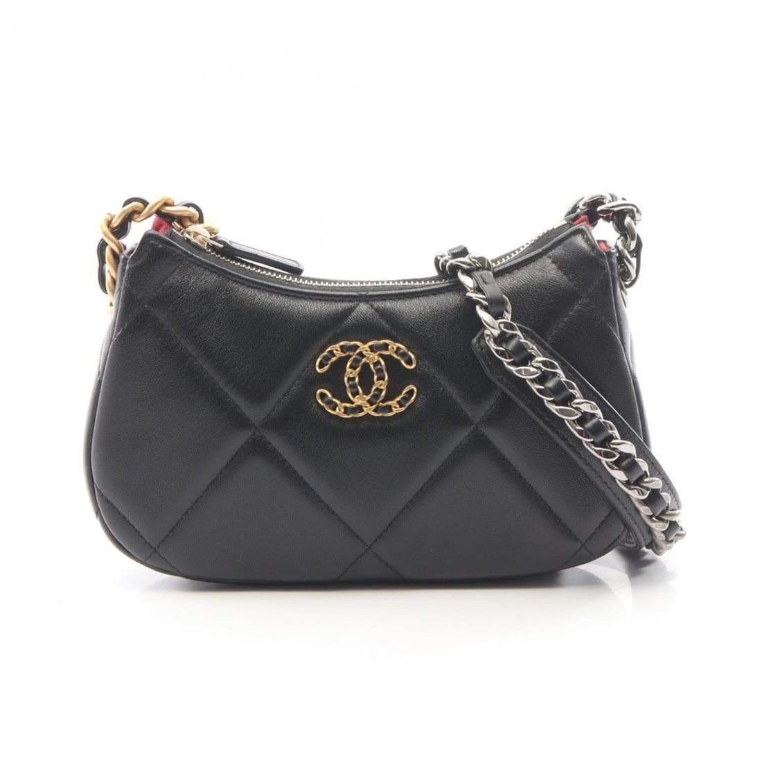 Chanel 19 Matelassé Small Hobo Shoulder Bag/Handbag with Combination Hardware, Lambskin Leather,: --- Catalog ---Category: SizeSize (HxWxD): 11cm x 20cm x 4cm / 4.33'' x 7.87'' x 1.57''Category: DesignType: Handbag, Shoulder bagColor: BlackGender: WomenMaterial: Leather Leather/Fur Type: LambskinC