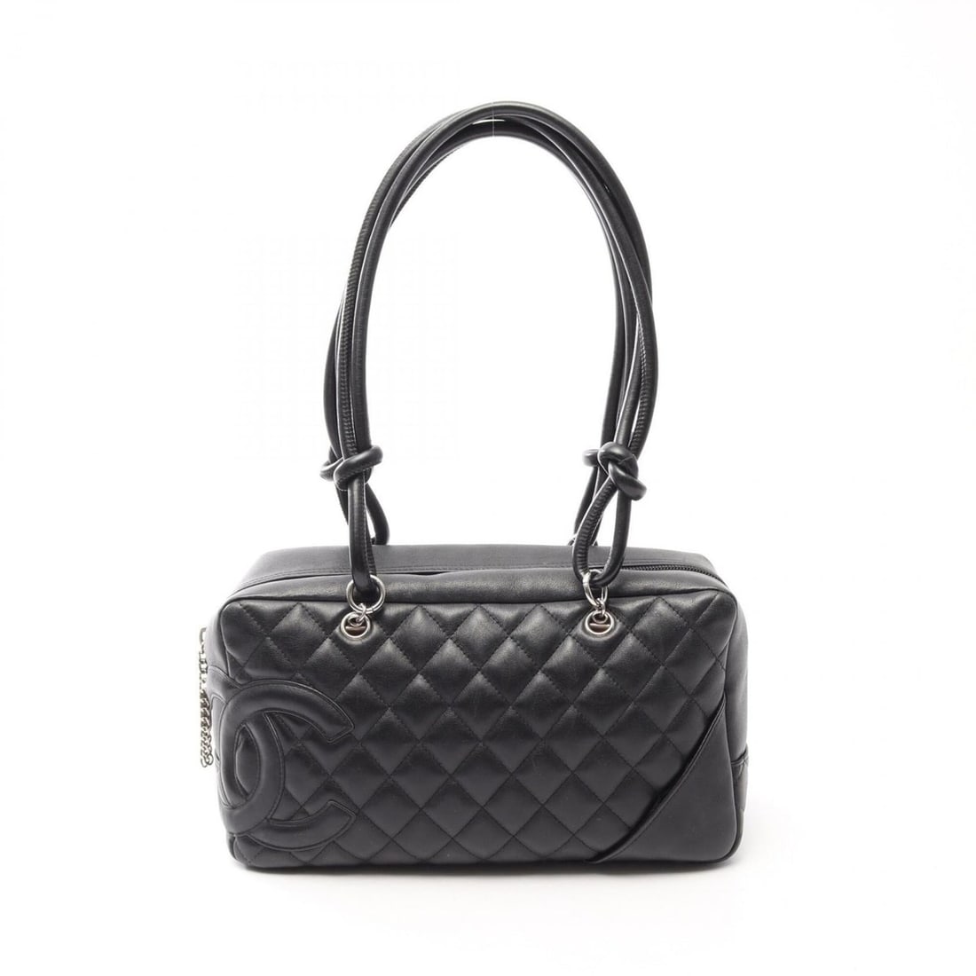 Chanel Cambon Line Bowling Bag Shoulder Handbag Leather Women's Black A25171: --- Catalog ---Category: SizeSize (HxWxD): 16cm x 27.5cm x 10cm / 6.29'' x 10.82'' x 3.93''Category: DesignType: Handbag, Shoulder bagColor: BlackGender: WomenMaterial: Leather Hardware Color: SilverC