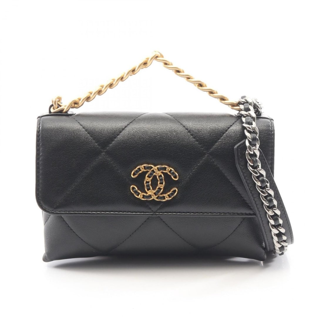 Chanel CHANEL19 Matelassé Combination Hardware 2-Way Shoulder Bag Handbag Lambskin Leather Women's: --- Catalog ---Category: SizeSize (HxWxD): 12cm x 18cm x 2cm / 4.72'' x 7.08'' x 0.78''Category: DesignType: Handbag, Shoulder bagColor: BlackGender: WomenMaterial: Leather Leather/Fur Type: LambskinC