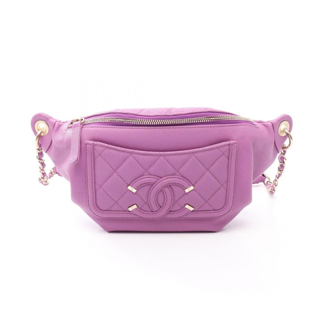 Chanel CC Filigree Waist Bag/Handbag, Caviar Leather (Grained Calfskin), Women's, Purple, AS0929: --- Catalog ---Category: SizeSize (HxWxD): 14cm x 21cm x 5cm / 5.51'' x 8.26'' x 1.96''Category: DesignType: Fanny pack, HandbagColor: PurpleGender: WomenMaterial: Grained Calfskin Hardware Color: Gol