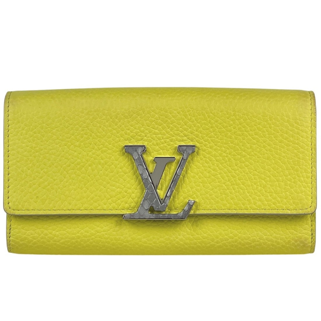 Louis Vuitton Portefeuille Capucines Long Wallet, Taurillon Leather, Tonic Lemon, N89197, Women's: --- Catalog ---Category: SizeSize (HxWxD): 10.5cm x 20cm x 3cm / 4.13'' x 7.87'' x 1.18''Category: DesignType: Long wallet (bi-fold)Color: YellowGender: WomenMaterial: Leather Category: GeneralBrand: 