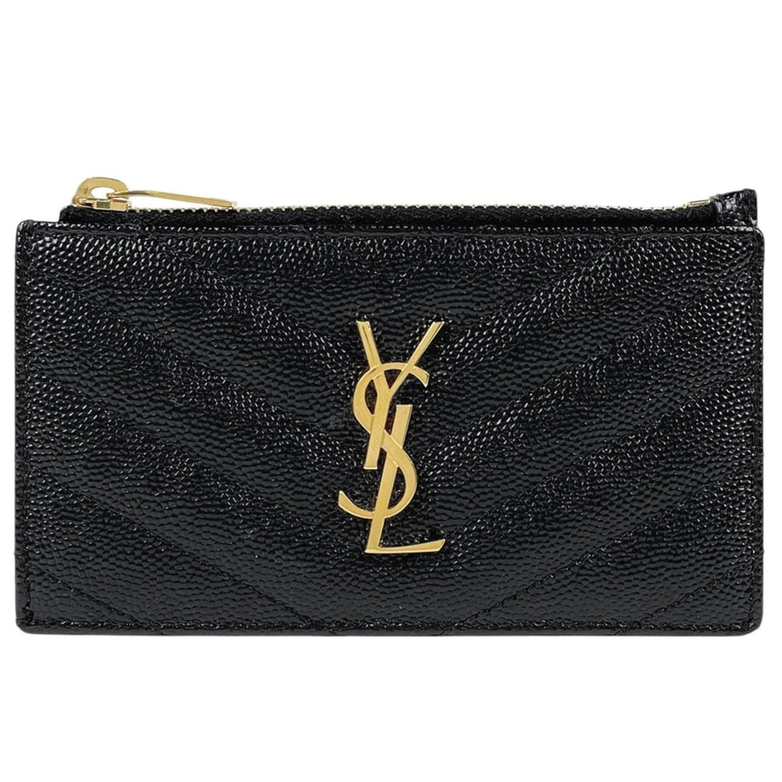 Saint Laurent Monogram Fragment Zip Card Holder/Card Case, Leather, Black, 607915, Women's: --- Catalog ---Category: DesignType: Card caseColor: BlackGender: WomenMaterial: Leather Category: GeneralBrand: Saint LaurentCategory: Physical PropertiesSize (HxWxD): 7cm x 13cm x 1cm / 2.75'' x 5.1