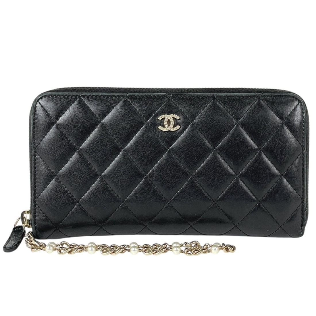 Chanel Coco Mark Round Zipper Long Wallet Matelassé Chain Leather Black Women's: --- Catalog ---Category: SizeSize (HxWxD): 10.5cm x 19.5cm x 2.5cm / 4.13'' x 7.67'' x 0.98''Category: DesignType: Long wallet (bi-fold)Color: BlackGender: WomenMaterial: Leather Category: GeneralBran
