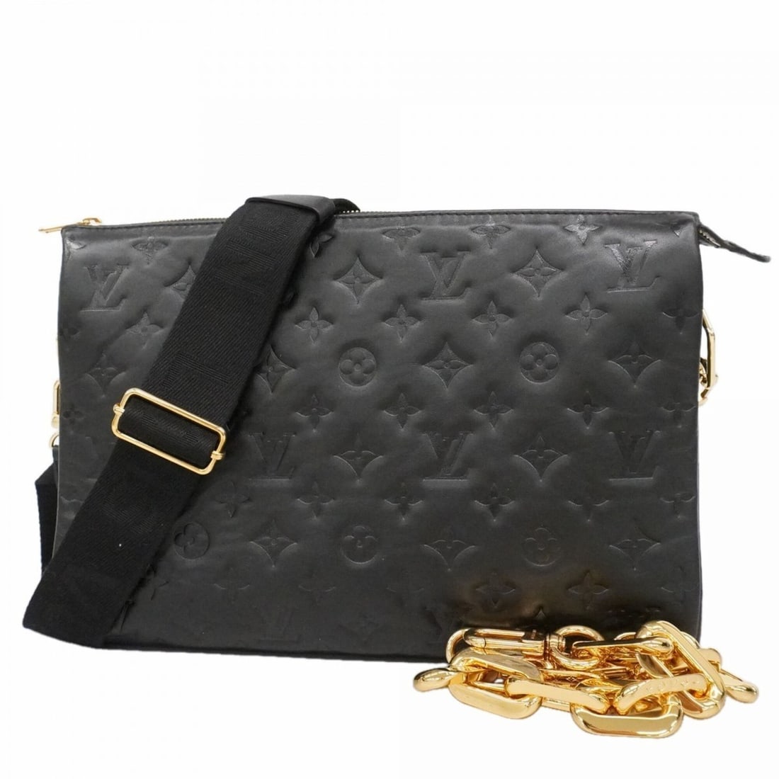 Louis Vuitton Monogram Embossed Coussin MM Handbag M21264 Noir 2-way bag for women: --- Catalog ---Category: SizeSize (HxWxD): 24cm x 34cm x 11cm / 9.44'' x 13.38'' x 4.33''Category: DesignType: HandbagColor: NoirGender: WomenCategory: GeneralMPN: M21264Brand: Louis Vuitton--- Item L