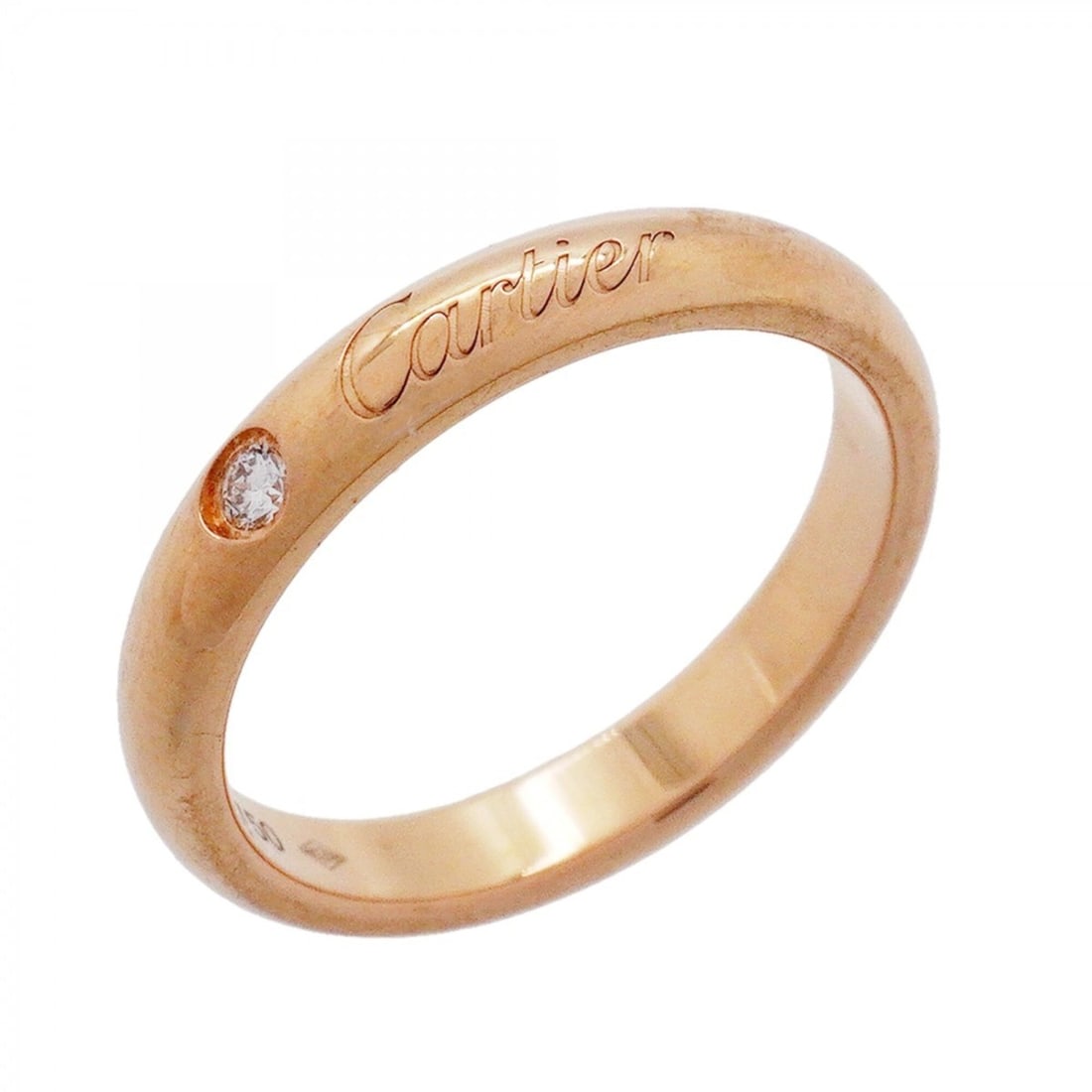 Cartier C de Ring, 1PD, 18K Pink Gold, Diamond, Size 47, Ladies', P3158112: --- Catalog ---Category: SizeUS Size: 4Brand Size: 47Category: DesignType: Band ringStone: DiamondGender: WomenMaterial: Pink gold (18K)Category: GeneralBrand: Cartier--- Item List ---Section: Conditi