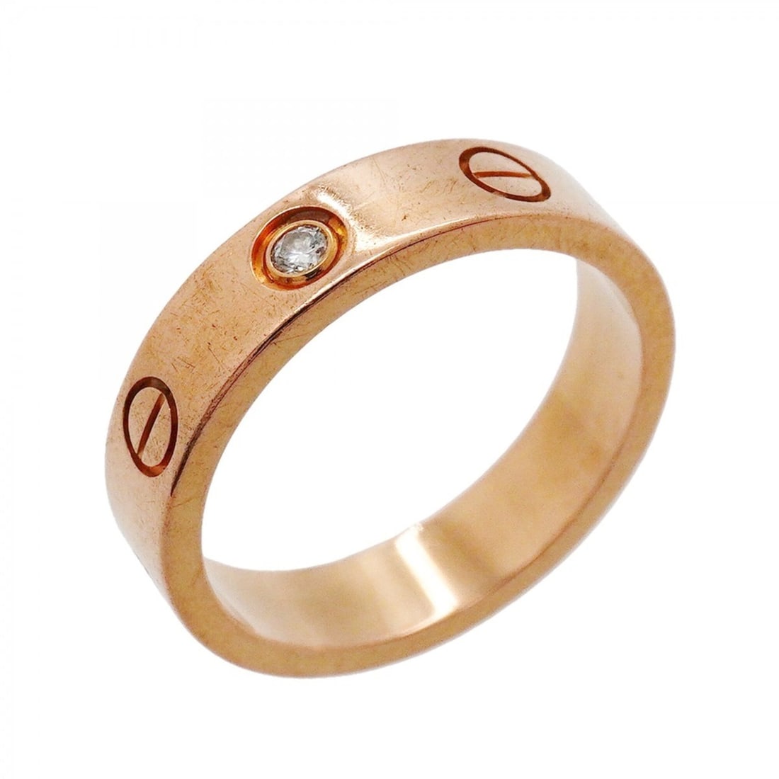 Cartier Mini Love Ring, 1PD, 18KPG Pink Gold, Diamond, Size 48, Ladies', P3127672: --- Catalog ---Category: SizeUS Size: 4.5Brand Size: 48Category: DesignType: Band ringStone: DiamondGender: WomenMaterial: Pink gold (18K)Category: GeneralBrand: Cartier--- Item List ---Section: Condi