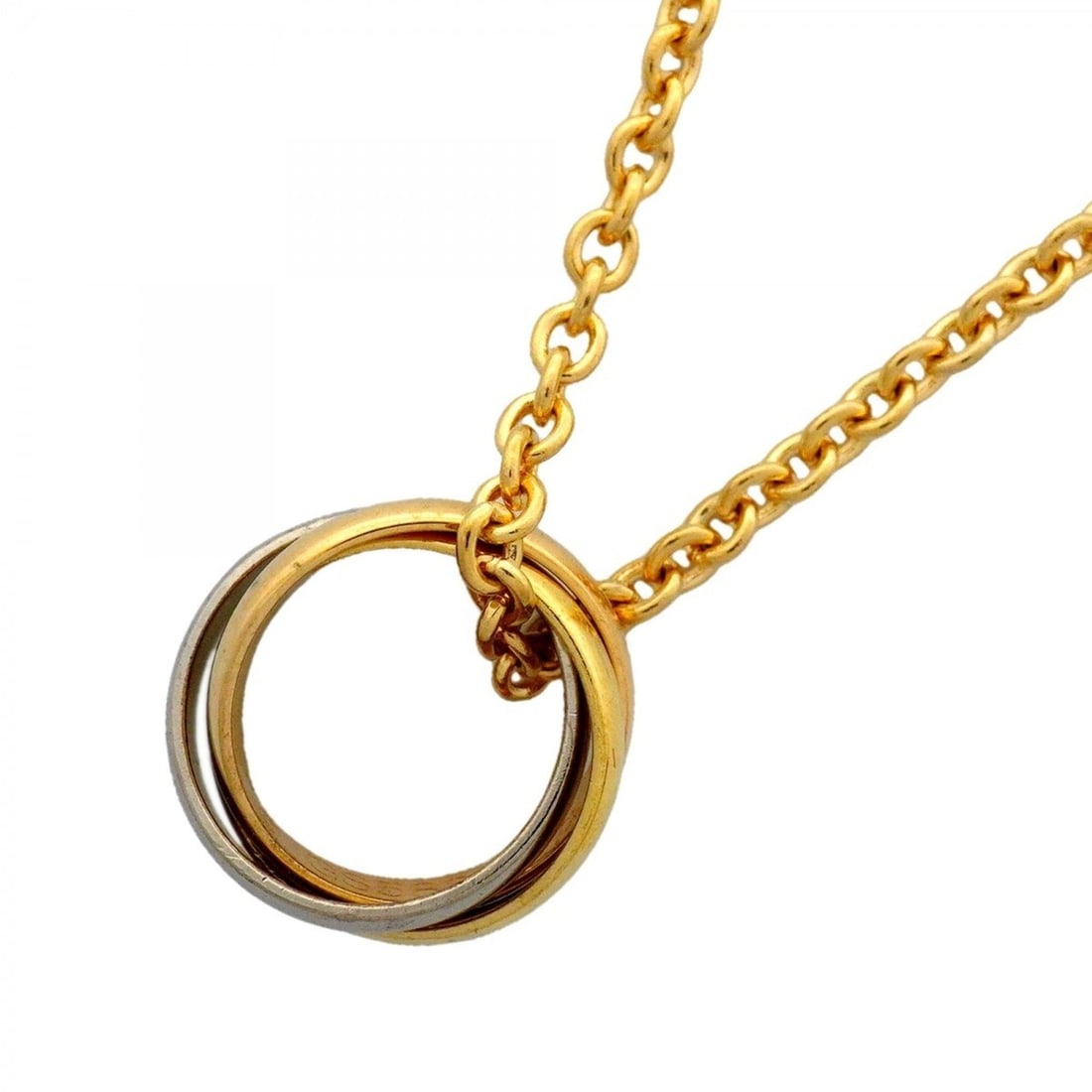 Cartier Baby Trinity Necklace, 18K Yellow Gold, White Pink Women's, P3127454: --- Catalog ---Category: SizePendant Size: 12.7mm x 12.5mm / 0.49'' x 0.49''Neck Circumference: 44 cm / 17.32''Category: DesignGender: WomenMaterial: Pink gold (18K), White gold (18K), Yellow gold (18