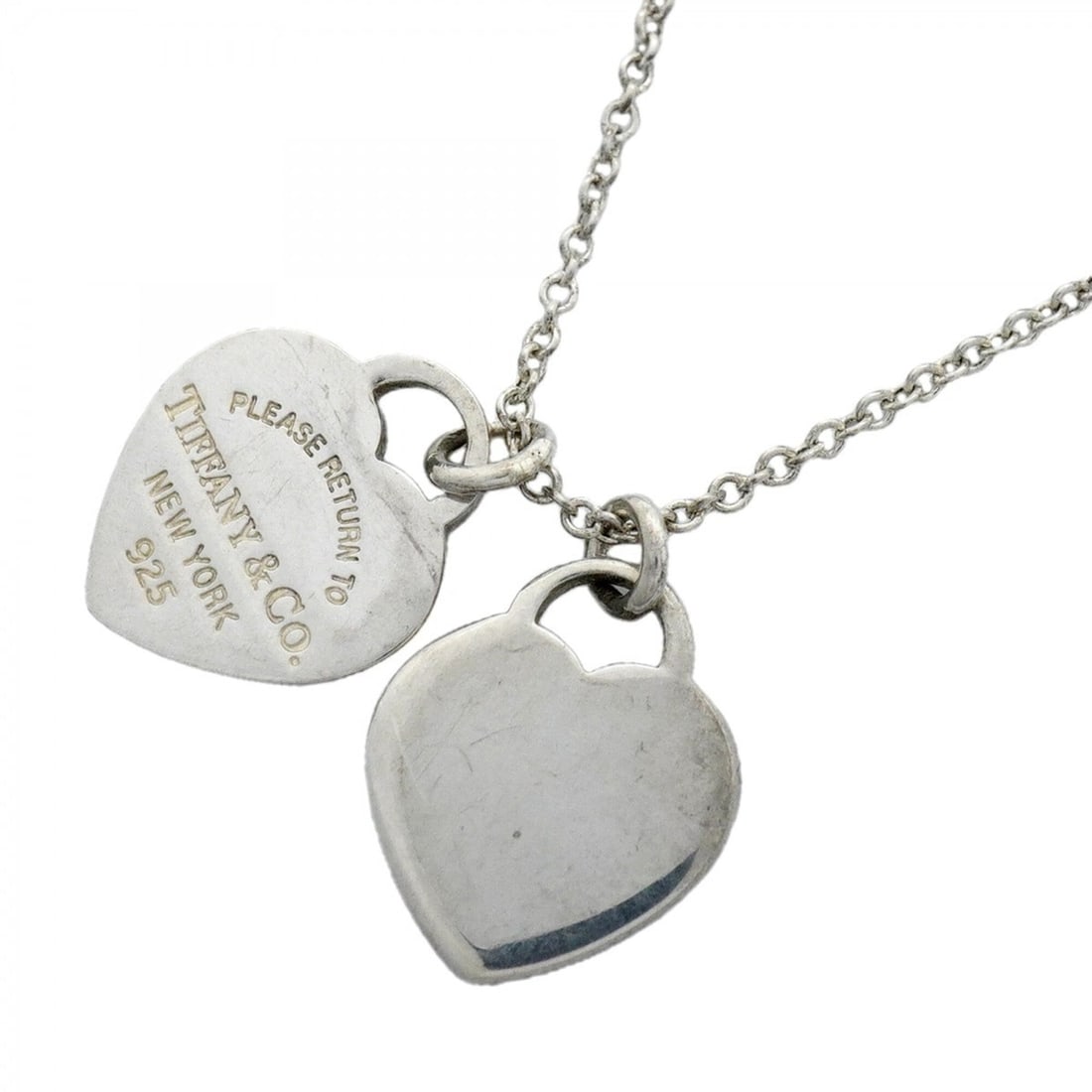 Tiffany & Co. Double Return to Heart Necklace, Sterling Silver 925, Women's, P3123700: --- Catalog ---Category: SizePendant Size: 13.7mm x 12.2mm / 0.53'' x 0.48''Neck Circumference: 41 cm / 16.14''Category: DesignGender: WomenMaterial: Silver 925Necklace Type: NecklaceCategory: General