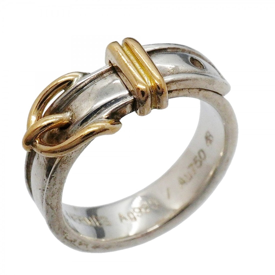 Hermes Ring Ceinture 18KYG Yellow Gold Sterling Silver 925 Size 48 Women's P3049838: --- Catalog ---Category: SizeUS Size: 4.5Brand Size: 48Category: DesignType: Band ringGender: WomenMaterial: Silver 925, Yellow gold (18K)Category: GeneralBrand: Hermes--- Item List ---Section: Condit