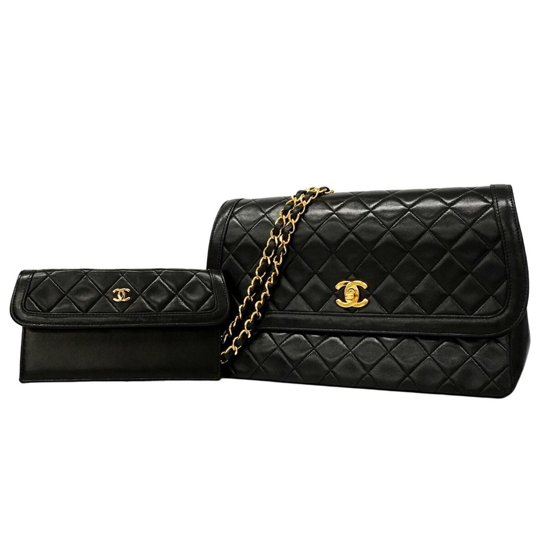 Chanel Matelassé Chain Shoulder Bag, Lambskin, Black, Women's: --- Catalog ---Category: SizeSize (HxWxD): 17.5cm x 26cm x 8cm / 6.88'' x 10.23'' x 3.14''Category: DesignType: Shoulder bagColor: BlackGender: WomenMaterial: Leather Hardware Color: GoldLeather/Fur T