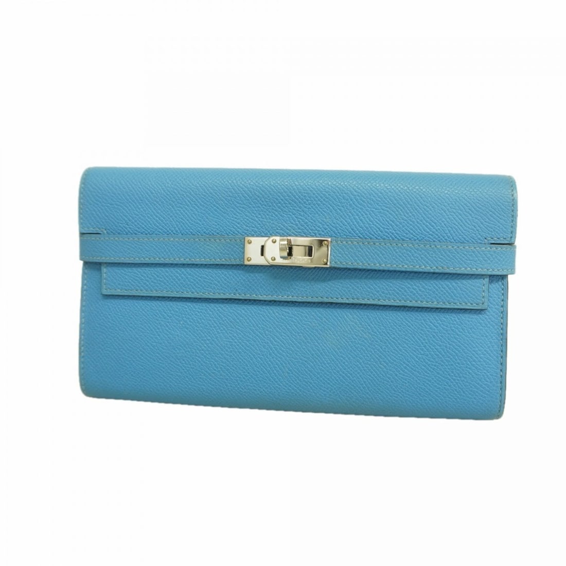 Hermes Kelly Wallet Long Wallet, Veau Epsom Leather, Azure, T Stamp, Men's/Women's (1 of 10)