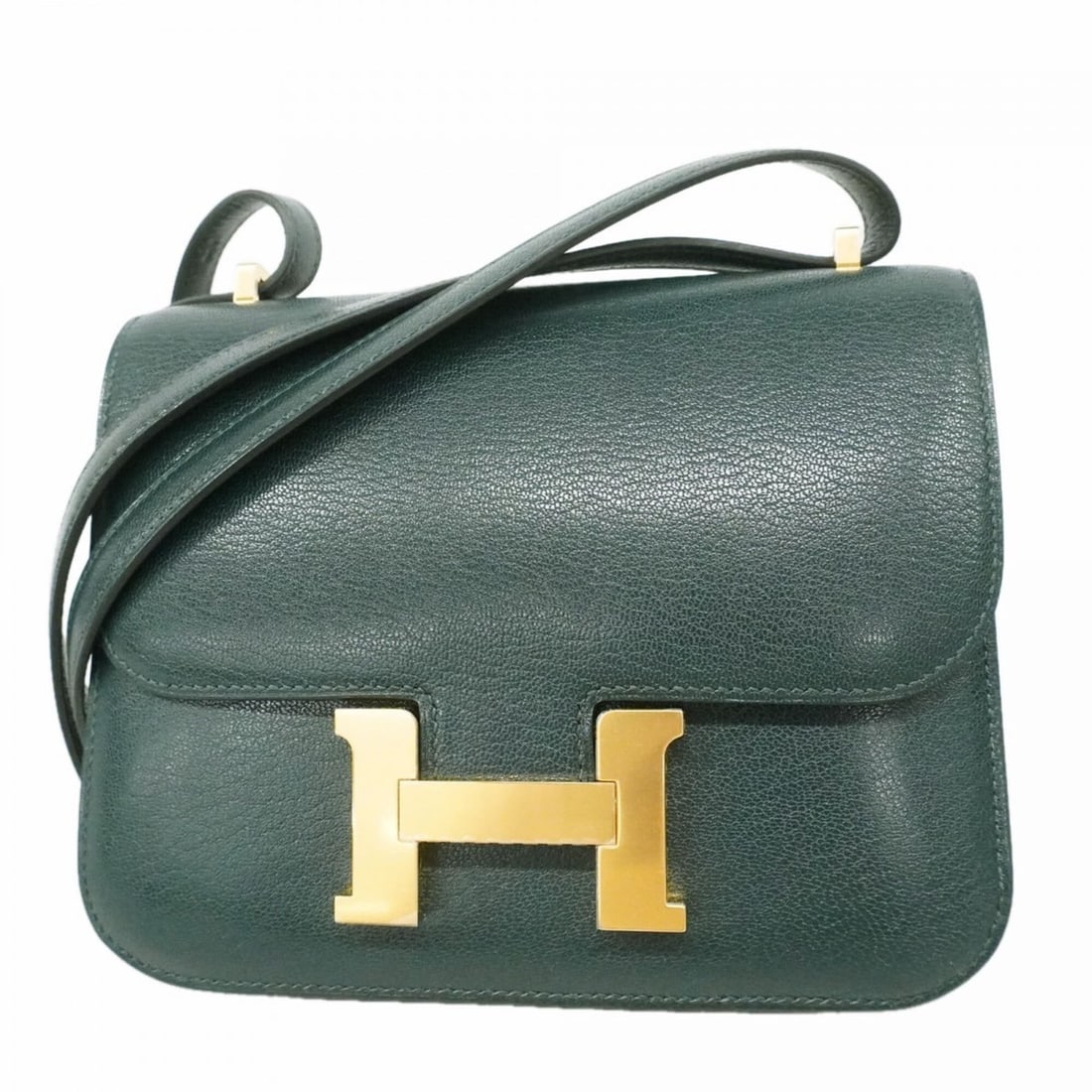 Hermes Constance Mini Chevre Mysore Shoulder Bag, Vert, G Stamp, Women's: --- Catalog ---Category: SizeSize (HxWxD): 15cm x 17cm x 4.5cm / 5.9'' x 6.69'' x 1.77''Category: DesignType: Shoulder bagColor: VertGender: WomenMaterial: Chevre myzore leather Hardware Color: GoldCa