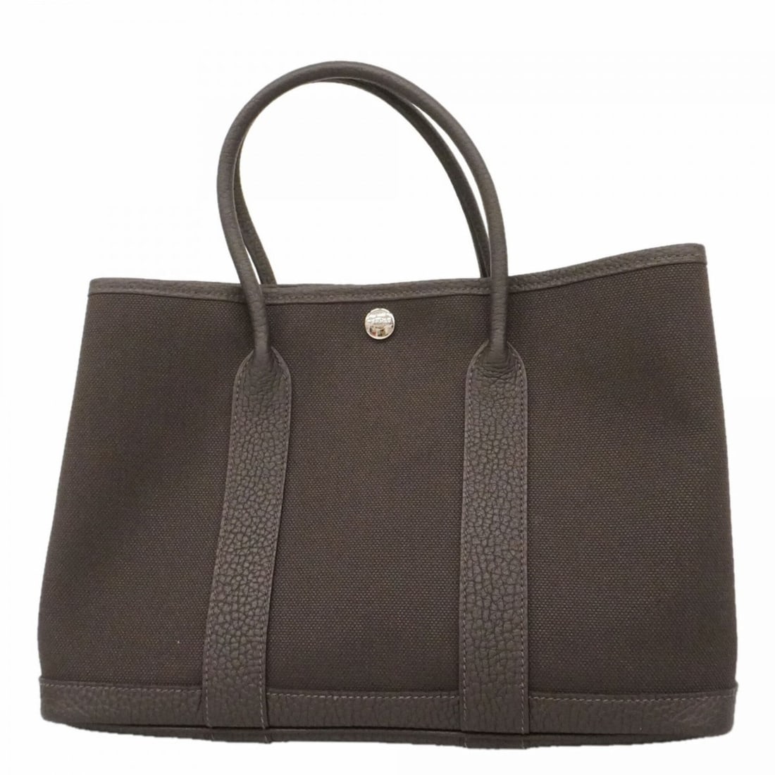 Hermes Garden TPM Handbag, Toile Military, Ebene, G Stamp, Ladies: --- Catalog ---Category: SizeSize (HxWxD): 21cm x 30cm x 13.5cm / 8.26'' x 11.81'' x 5.31''Category: DesignType: HandbagColor: BrownGender: WomenHardware Color: SilverCategory: GeneralBrand: Hermes---