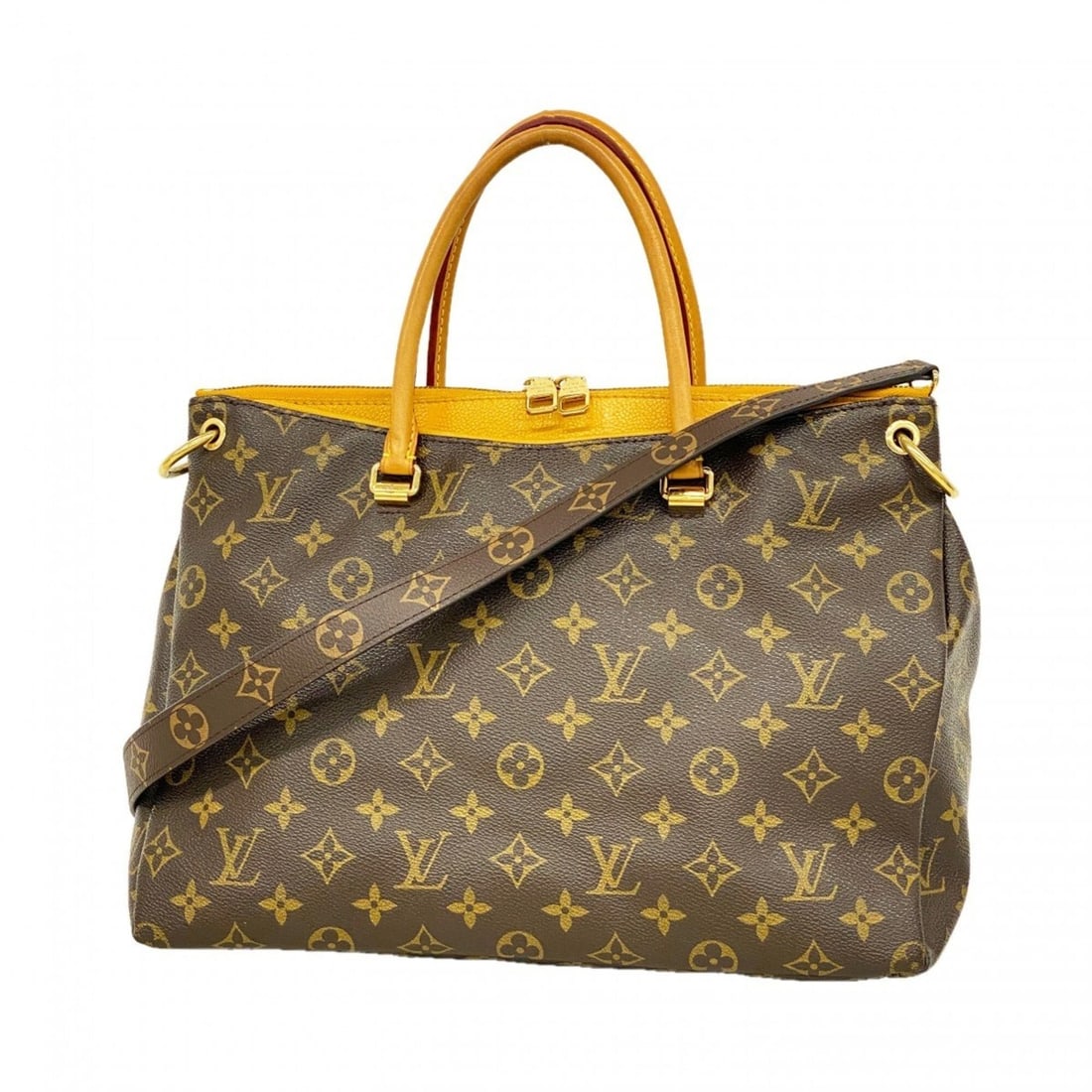 Louis Vuitton Monogram Pallas Handbag M40929 Ivory Saffron 2-way bag for women: --- Catalog ---Category: SizeSize (HxWxD): 24cm x 34cm x 12cm / 9.44'' x 13.38'' x 4.72''Category: DesignType: HandbagColor: Ivory, SaffronGender: WomenCategory: GeneralMPN: M40929Brand: Louis Vuitton