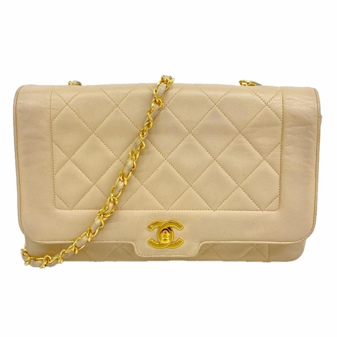 Chanel Matelassé Chain Shoulder Bag, Lambskin, Beige, Women's: --- Catalog ---Category: SizeSize (HxWxD): 17cm x 24.5cm x 7.5cm / 6.69'' x 9.64'' x 2.95''Category: DesignType: Shoulder bagColor: BeigeGender: WomenMaterial: Leather Hardware Color: GoldLeather/Fur 