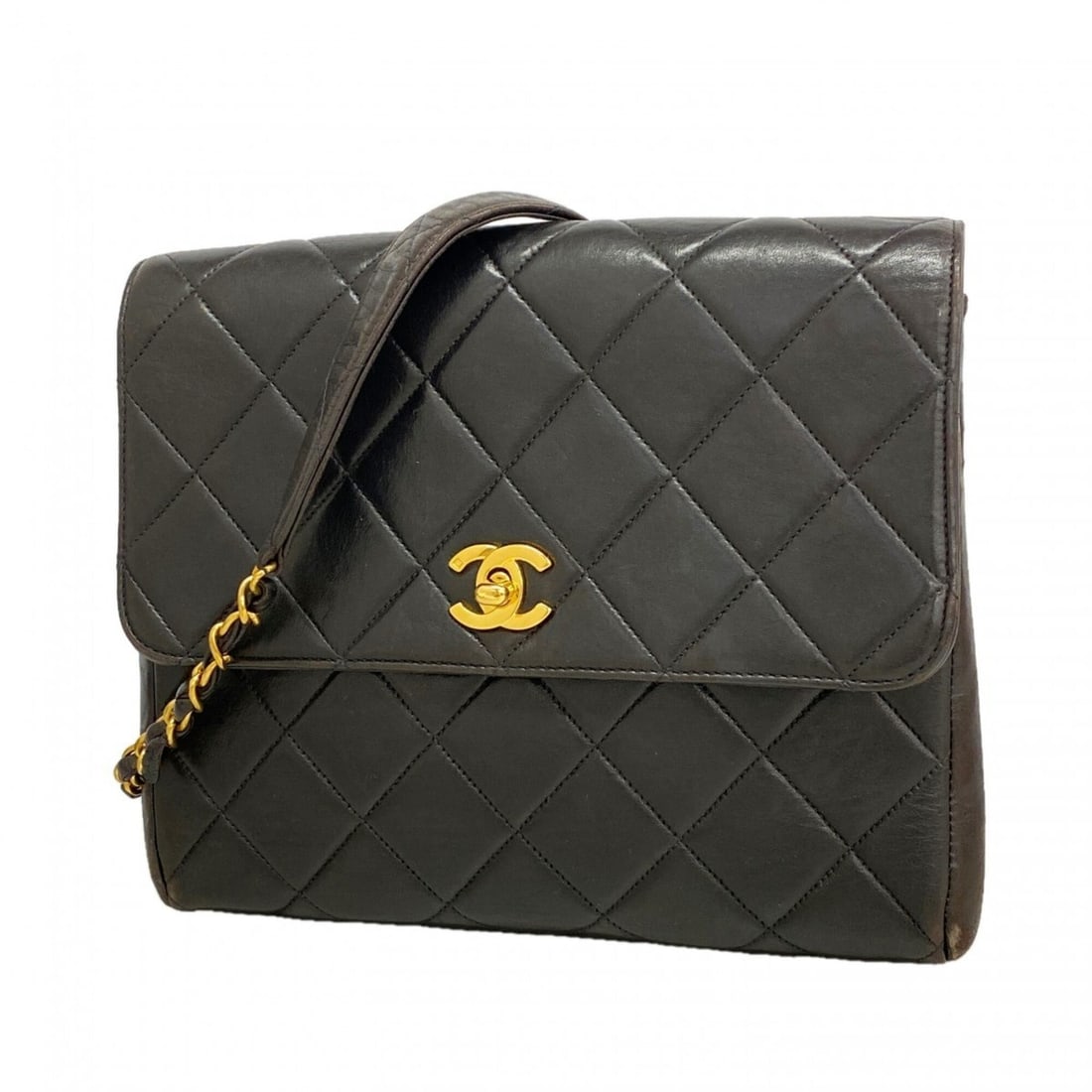 Chanel Matelassé Chain Shoulder Bag, Lambskin, Black, Women's: --- Catalog ---Category: SizeSize (HxWxD): 21cm x 23cm x 8cm / 8.26'' x 9.05'' x 3.14''Category: DesignType: Shoulder bagColor: BlackGender: WomenMaterial: Leather Hardware Color: GoldLeather/Fur Type