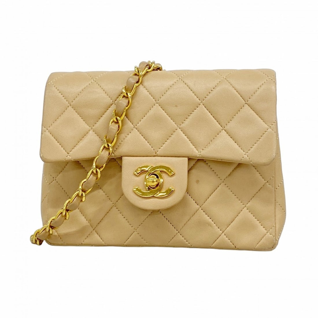 Chanel Mini Matelassé Chain Shoulder Bag, Lambskin, Beige, Women's: --- Catalog ---Category: SizeSize (HxWxD): 13cm x 17cm x 6cm / 5.11'' x 6.69'' x 2.36''Category: DesignType: Shoulder bagColor: BeigeGender: WomenMaterial: Leather Hardware Color: GoldLeather/Fur Type