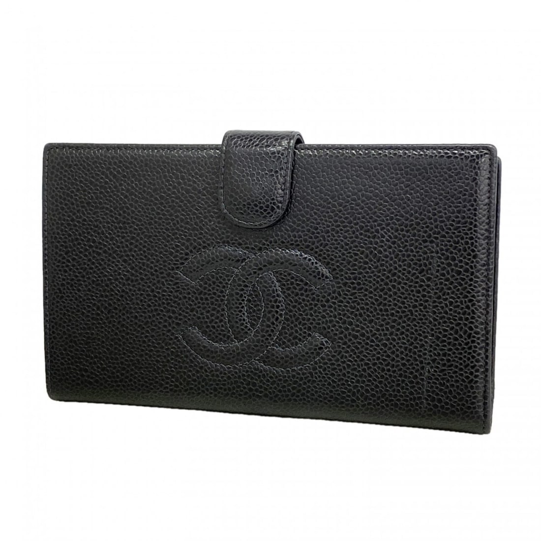 Chanel Long Wallet, Caviar Leather, Black, Women's: --- Catalog ---Category: SizeSize (HxWxD): 10.5cm x 17.5cm x 1.5cm / 4.13'' x 6.88'' x 0.59''Category: DesignType: Long wallet (bi-fold)Color: BlackGender: WomenMaterial: Grained Calfskin Category: Ge