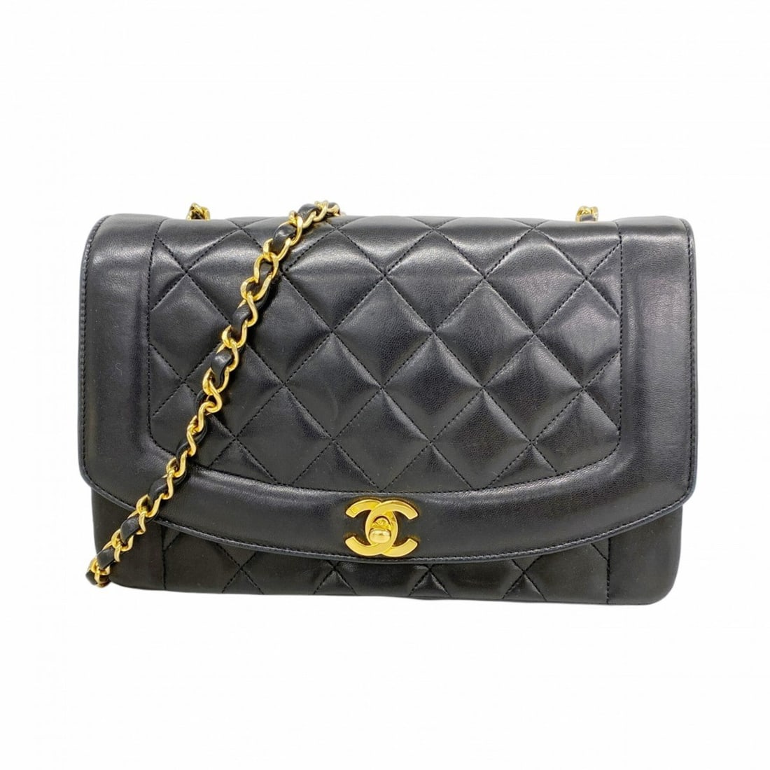 Chanel Diana Chain Shoulder Bag, Lambskin, Black, Women's: --- Catalog ---Category: SizeSize (HxWxD): 16cm x 24.5cm x 7.5cm / 6.29'' x 9.64'' x 2.95''Category: DesignType: Shoulder bagColor: BlackGender: WomenMaterial: Leather Hardware Color: GoldLeather/Fur 