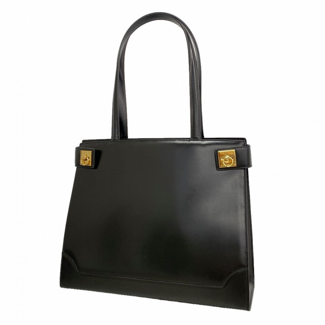 Salvatore Ferragamo Gancini Leather Tote Bag, Black, Women's: --- Catalog ---Category: SizeSize (HxWxD): 31cm x 37cm x 12.5cm / 12.2'' x 14.56'' x 4.92''Category: DesignType: Tote bagColor: BlackGender: WomenMaterial: Leather Hardware Color: GoldCategory: Genera