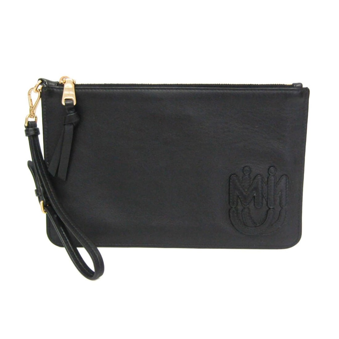 Miu Miu Women's Leather Clutch Bag,Pouch Black: --- Catalog ---Category: SizeSize (HxWxD): 14cm x 22.5cm / 5.51'' x 8.85''Handle Length: 17.5cm - 19cm / 6.88'' - 7.48''Category: DesignType: Clutch bag, PouchColor: BlackGender: WomenClosure: ZipperM