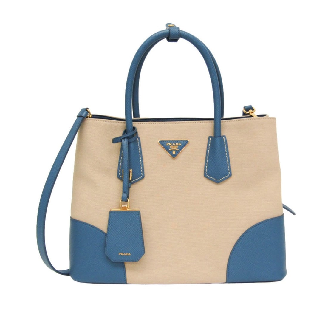 Prada Saffiano Double Bag Medium BN2775 Women's Canvas,Leather Handbag,Shoulder Bag Blue,Light Beige: --- Catalog ---Category: SizeSize (HxWxD): 24cm x 33cm x 15cm / 9.44'' x 12.99'' x 5.9''Strap Length: 118cm - 129cm / 46.45'' - 50.78''Handle Length: 38cm / 14.96''Category: DesignType: Handbag, Shoul