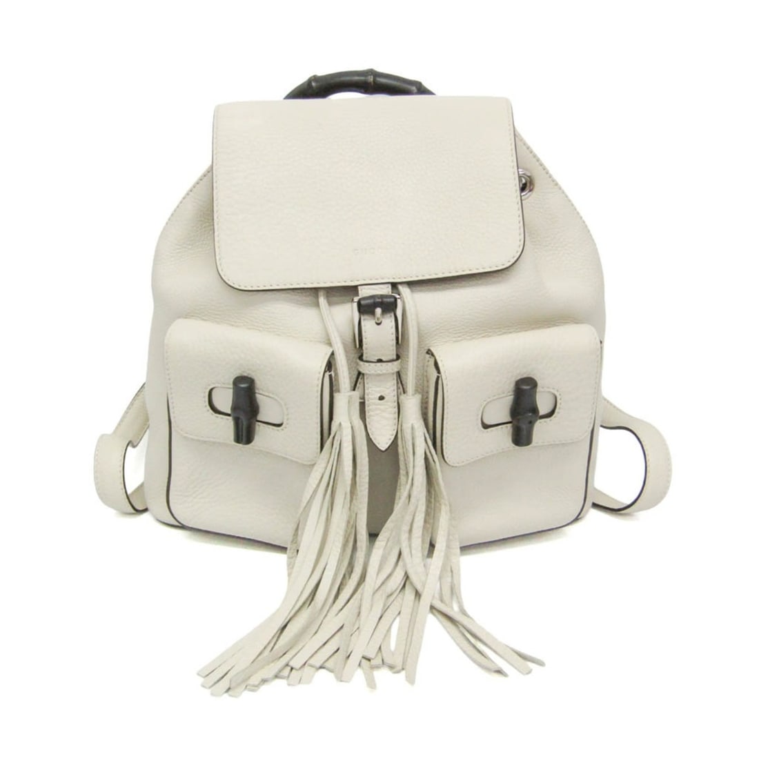 Gucci Bamboo 370833 Women's Leather Backpack Off-white: --- Catalog ---Category: SizeSize (HxWxD): 30cm x 30cm x 9.5cm / 11.81'' x 11.81'' x 3.74''Strap Length: 56cm - 66cm / 22.04'' - 25.98''Handle Length: 25cm / 9.84''Category: DesignType: BackpackColor: