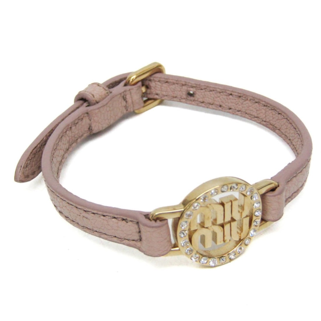 Miu Miu MADRAS Leather,Metal Rhinestone Charm Bracelet Light Pink: --- Catalog ---Category: SizeSize: MWidth: 7mm / 0.27''Length: 14.5cm - 17.5cm / 5.7'' - 6.88''Total Length: 22.7cm / 8.93''Stone Size (HxW): 1.7cm x 2.7cm / 0.66'' x 1.06''Category: DesignType: Charm