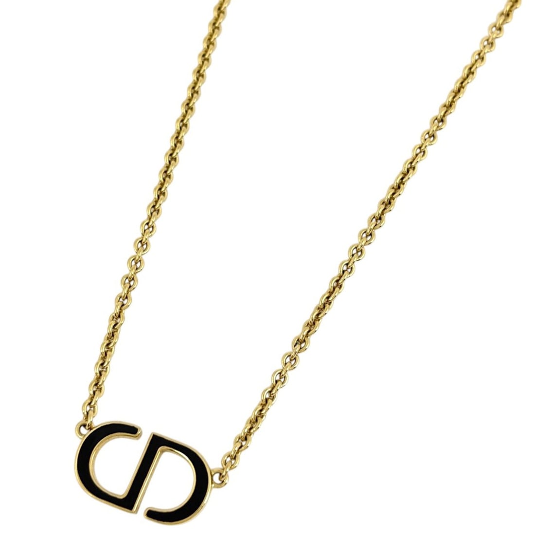 Christian Dior Logo Necklace CD GP Gold Women's: --- Catalog ---Category: SizePendant Size: 17mm x 10mm / 0.66'' x 0.39''Neck Circumference: 47 cm / 18.5''Category: DesignColor: GoldGender: WomenMaterial: Gold platingNecklace Type: NecklaceCategory: