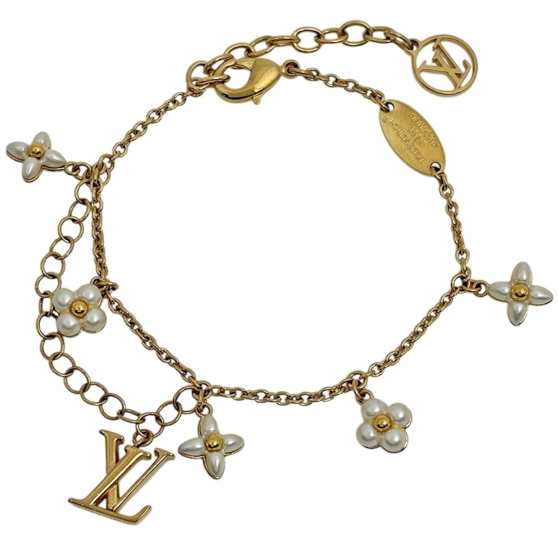 Louis Vuitton LV Floragram Bracelet, GP Gold, for Women: --- Catalog ---Category: SizeLength: 15cm - 18cm / 5.9'' - 7.08''Category: DesignType: Charm braceletColor: GoldGender: WomenMaterial: Gold platingCategory: GeneralBrand: Louis Vuitton--- Item List --