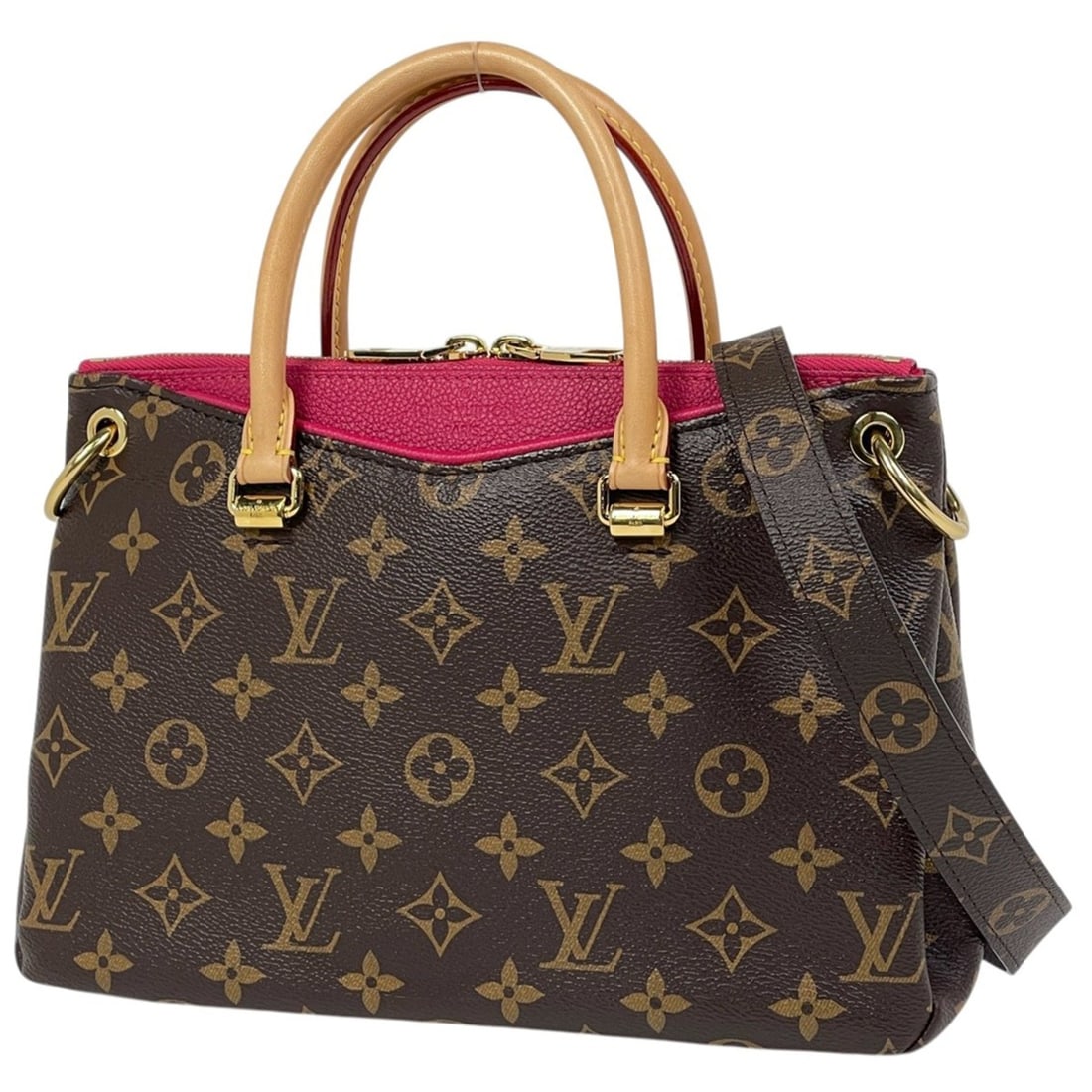 Louis Vuitton Pallas BB 2-Way Handbag, Monogram Brown Rose Rich, M50068, Women's: --- Catalog ---Category: SizeSize (HxWxD): 18cm x 26cm x 9cm / 7.08'' x 10.23'' x 3.54''Category: DesignType: HandbagColor: Brown, Rose LitchiGender: WomenMaterial: Monogram Category: GeneralBrand: Lo