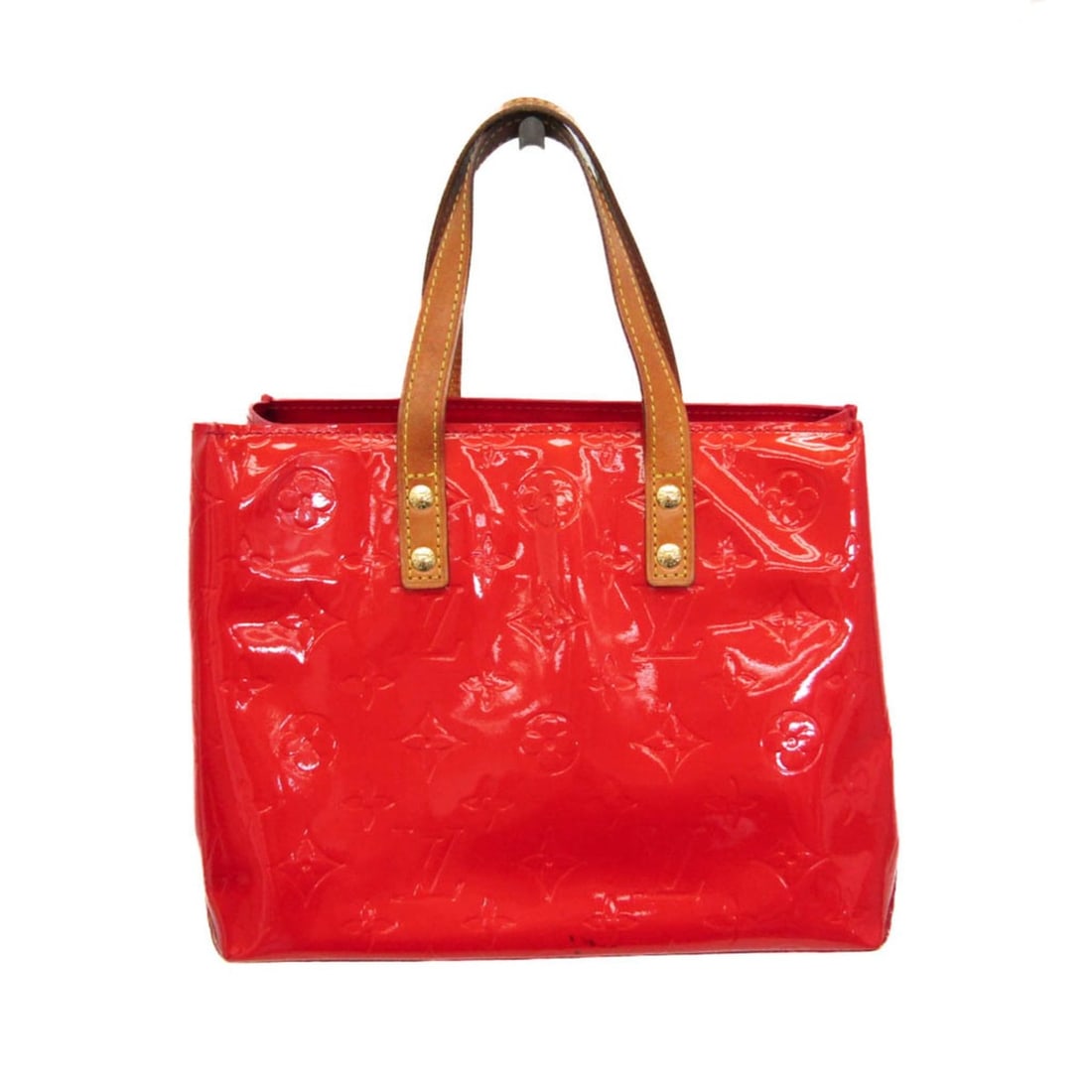 Louis Vuitton Monogram Vernis Reade PM M91088 Women's Handbag Rouge: --- Catalog ---Category: SizeSize (HxWxD): 18cm x 22.5cm x 10cm / 7.08'' x 8.85'' x 3.93''Handle Length: 28cm / 11.02''Category: DesignType: HandbagColor: RougeGender: WomenClosure: OpenMaterial: Mono