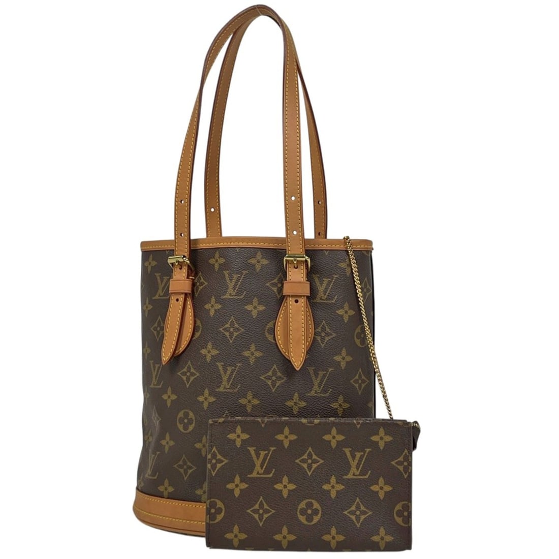 Louis Vuitton Petite Bucket PM Tote Bag, Monogram Brown, M42238, Women's: --- Catalog ---Category: SizeSize (HxWxD): 26cm x 23cm x 16cm / 10.23'' x 9.05'' x 6.29''Category: DesignType: Tote bagColor: BrownGender: WomenMaterial: Monogram Category: GeneralBrand: Louis Vuitton