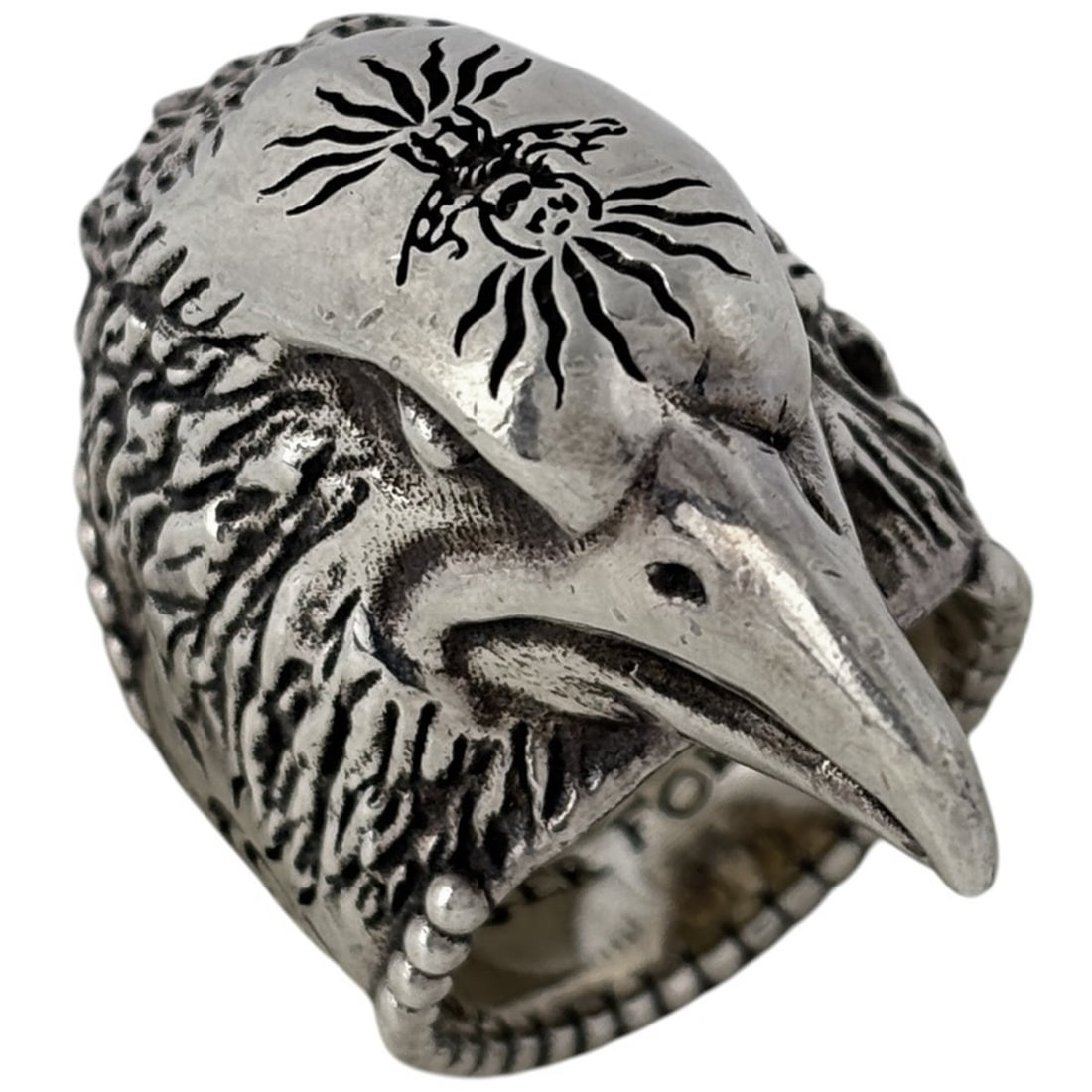 Gucci Anger Forest Eagle Head Ring, Sterling Silver 925, Men's: --- Catalog ---Category: SizeJP Size: 20US Size: 10Category: DesignType: Band ringGender: MenMaterial: Silver 925Category: GeneralBrand: Gucci--- Item List ---Section: ConditionRanking: Rank B Used - 