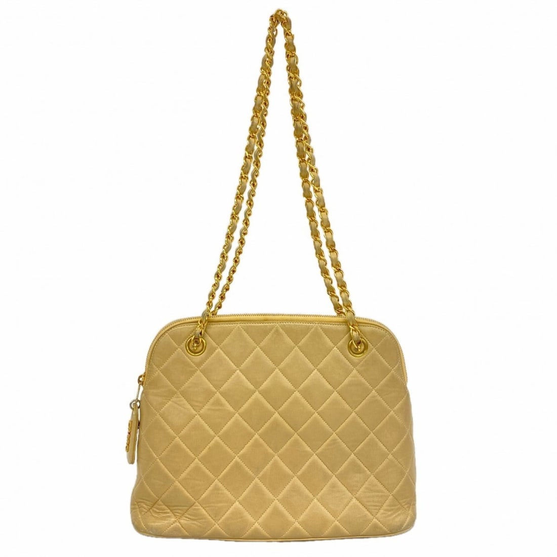 Chanel Matelassé Chain Shoulder Bag, Lambskin, Beige, Women's: --- Catalog ---Category: SizeSize (HxWxD): 22cm x 29cm x 10.5cm / 8.66'' x 11.41'' x 4.13''Category: DesignType: Shoulder bagColor: BeigeGender: WomenMaterial: Leather Hardware Color: GoldLeather/Fur 