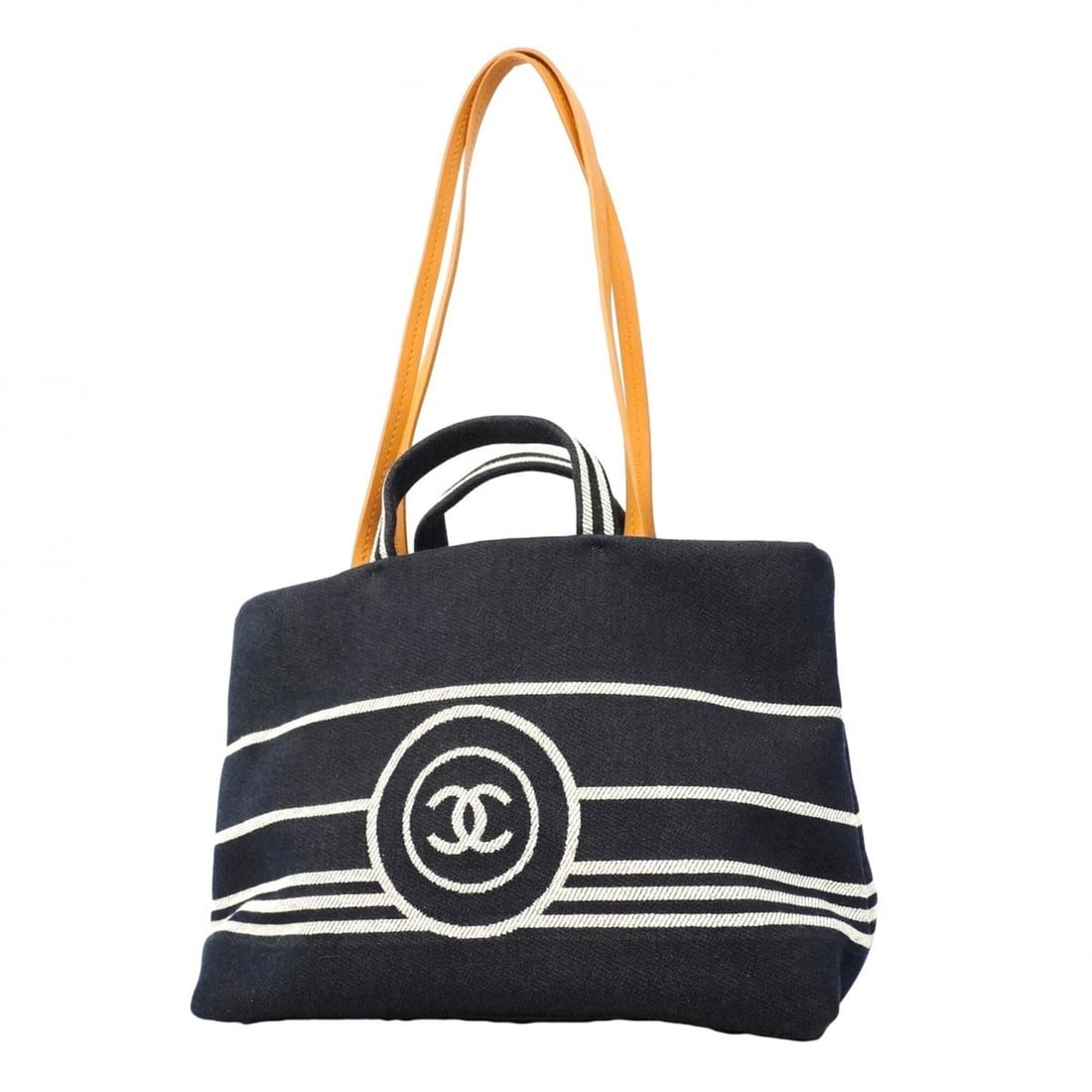 Chanel Denim Navy Tote Bag, 2-way bag for women: --- Catalog ---Category: SizeSize (HxWxD): 26cm x 32.5cm x 15.5cm / 10.23'' x 12.79'' x 6.1''Category: DesignType: Tote bagColor: NavyGender: WomenMaterial: Denim Hardware Color: SilverCategory: Gener