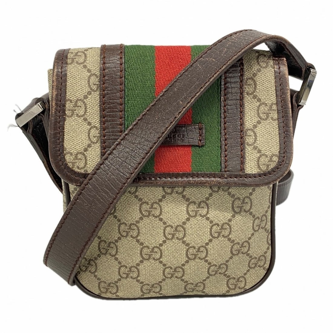 Gucci GG Supreme Shoulder Bag 147668 Beige Brown: --- Catalog ---Category: SizeSize (HxWxD): 17.5cm x 14.5cm x 4.5cm / 6.88'' x 5.7'' x 1.77''Category: DesignType: Shoulder bagColor: Beige, BrownMaterial: PVC Hardware Color: SilverCategory: GeneralMP