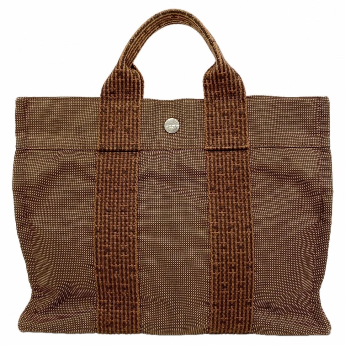 Hermes Herline PM Canvas Tote Bag, Brown, for Men and Women: --- Catalog ---Category: SizeSize (HxWxD): 24cm x 30cm x 8cm / 9.44'' x 11.81'' x 3.14''Category: DesignType: Tote bagColor: BrownGender: Men,WomenMaterial: Canvas Hardware Color: SilverCategory: Gene
