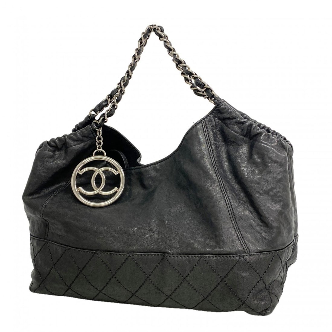 Chanel Coco Cabas Leather Chain Tote Bag, Black, for Women: --- Catalog ---Category: SizeSize (HxWxD): 24cm x 36cm x 16.5cm / 9.44'' x 14.17'' x 6.49''Category: DesignType: Tote bagColor: BlackGender: WomenMaterial: Leather Hardware Color: SilverCategory: Gene