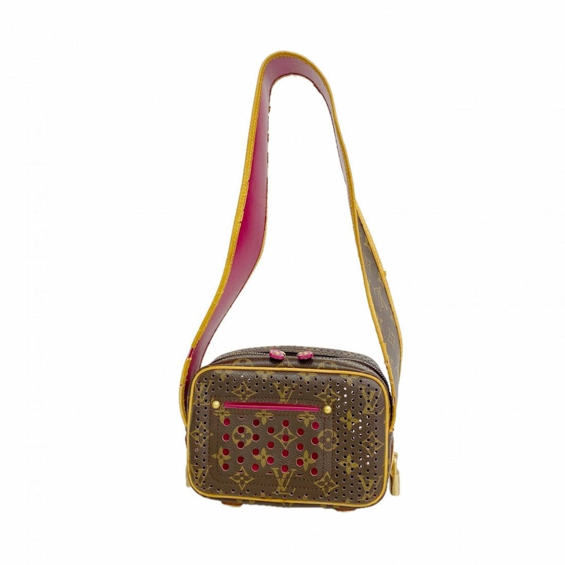 Louis Vuitton Monogram Perfo Mini Trocadero Shoulder Bag M95175 Brown Fuchsia Women's: --- Catalog ---Category: SizeSize (HxWxD): 13cm x 19cm x 7.5cm / 5.11'' x 7.48'' x 2.95''Category: DesignType: Shoulder bagColor: Brown, FuchsiaGender: WomenCategory: GeneralMPN: M95175Brand: Louis Vu