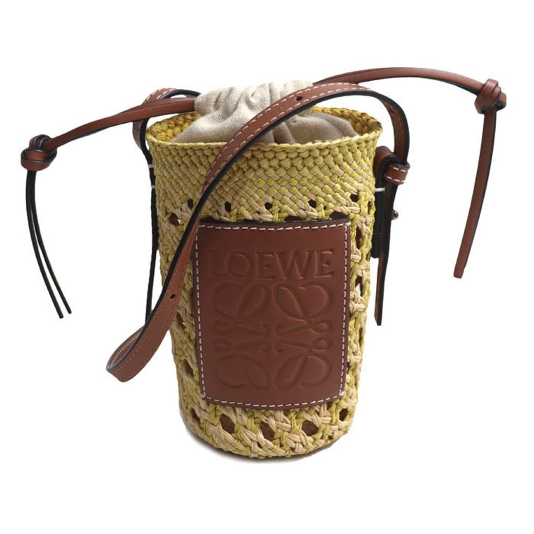 LOEWE Anagram Cylinder Pocket Shoulder Bag, Yellow (C630P71X01), Women's: --- Catalog ---Category: SizeSize (HxWxD): 18cm x 8cm x 8cm / 7.08'' x 3.14'' x 3.14''Category: DesignType: Shoulder bagColor: YellowGender: WomenMaterial: Raffia , Leather Category: GeneralMPN: C630P