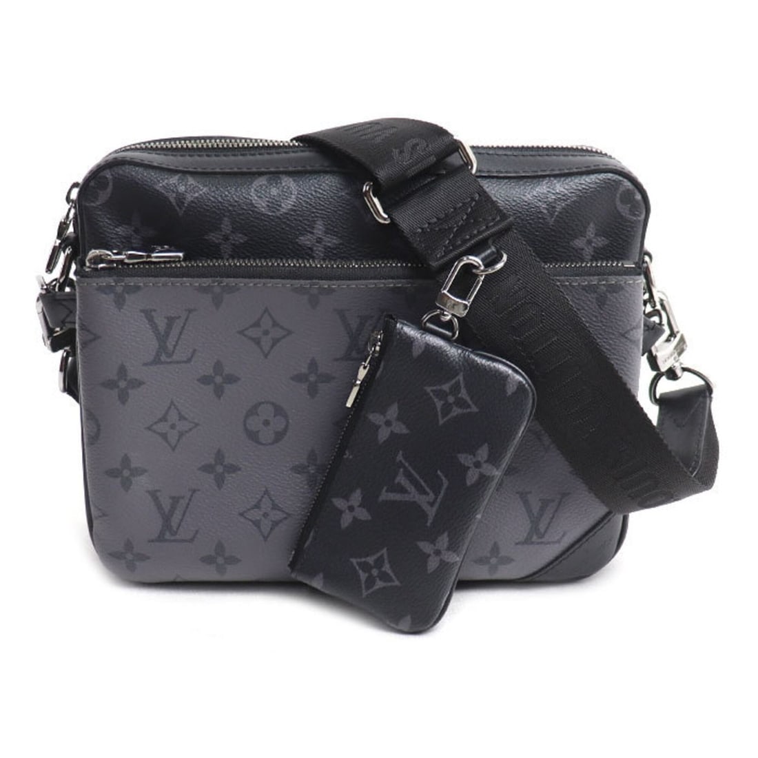 LOUIS VUITTON Louis Vuitton Trio Messenger Shoulder Bag Monogram Eclipse M69443 Men's: --- Catalog ---Category: SizeSize (HxWxD): 18cm x 24cm x 4.5cm / 7.08'' x 9.44'' x 1.77''Category: DesignType: Pouch, Shoulder bagColor: GrayGender: MenMaterial: Monogram Eclipse Hardware Color: Silve