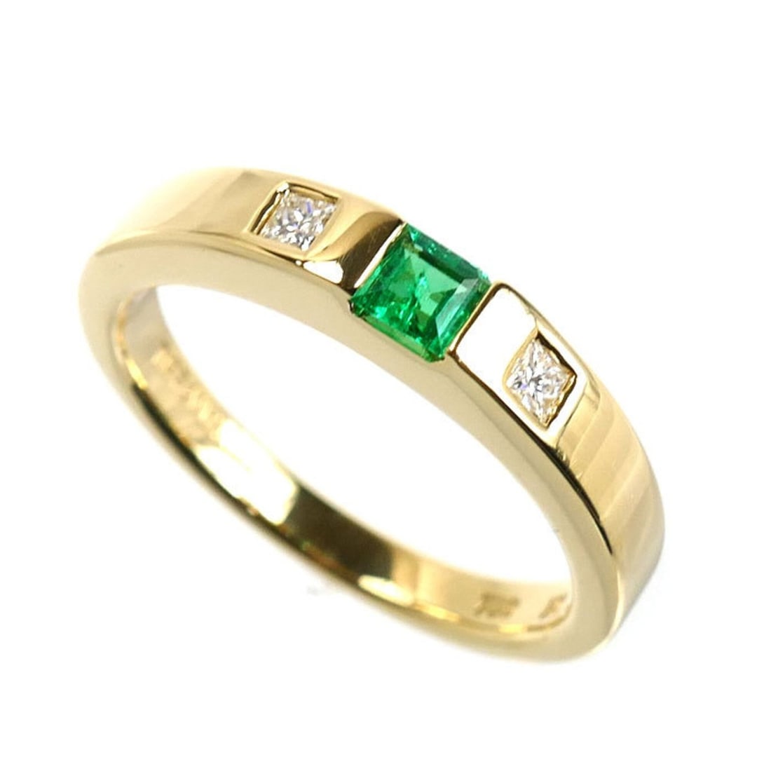 TIFFANY&Co. Tiffany 18K Yellow Gold Ring with Emerald and Diamond, 3.5g, Women's: --- Catalog ---Category: SizeUS Size: 5.5Brand Size: 50.5Category: DesignType: Band ringStone: Diamond, EmeraldGender: WomenMaterial: Yellow gold (18K)Category: GeneralBrand: TiffanyCountry of Origin:
