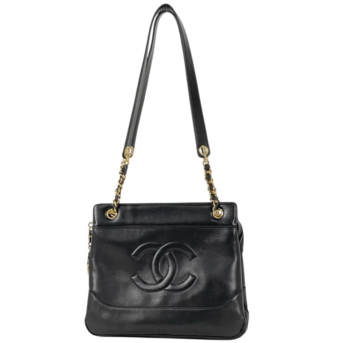 Chanel Coco Mark Chain Tote Bag, Leather, Black, Women's: --- Catalog ---Category: SizeSize (HxWxD): 26cm x 30cm x 9.5cm / 10.23'' x 11.81'' x 3.74''Category: DesignType: Tote bagColor: BlackGender: WomenMaterial: Leather Category: GeneralBrand: Chanel--- It